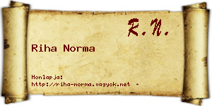 Riha Norma névjegykártya